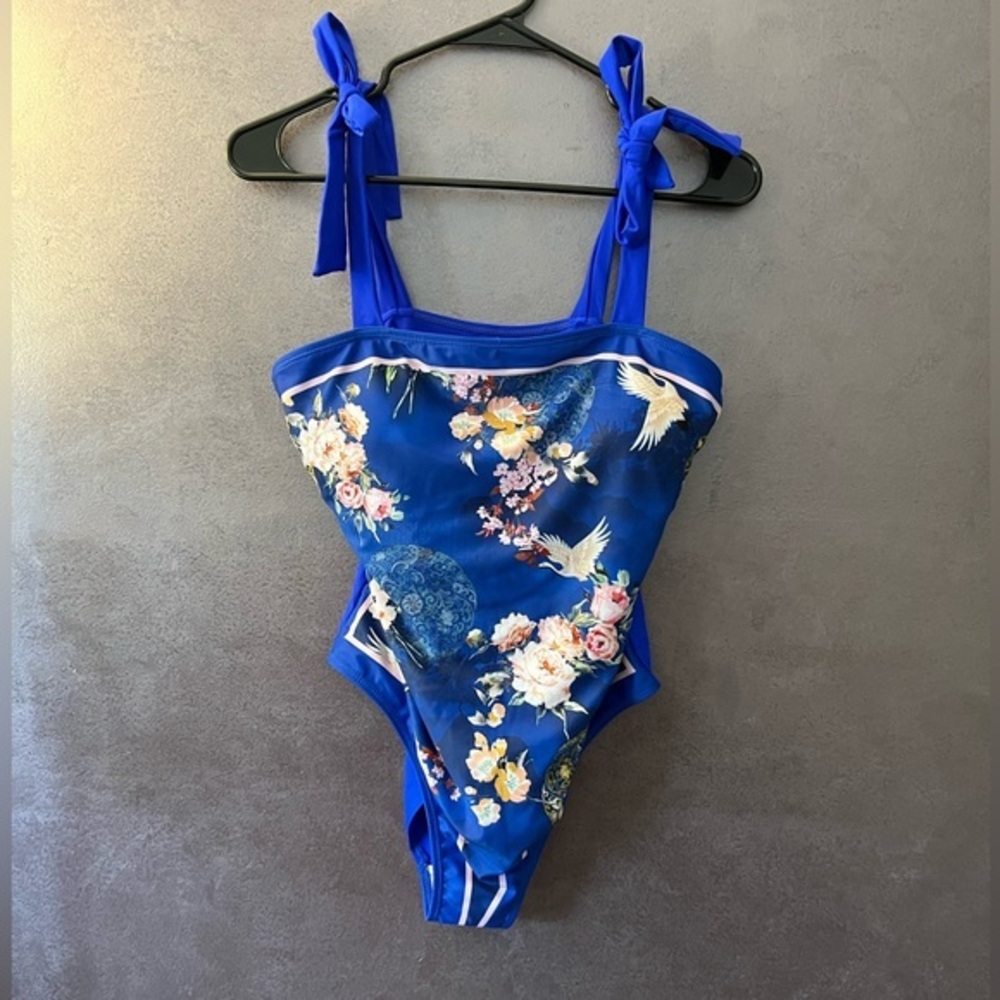Floral Blue One-Piece Swimsuit